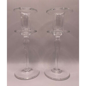 Rare Vintage Handblown -Signed Union Street Candlestick Holders Set of 2